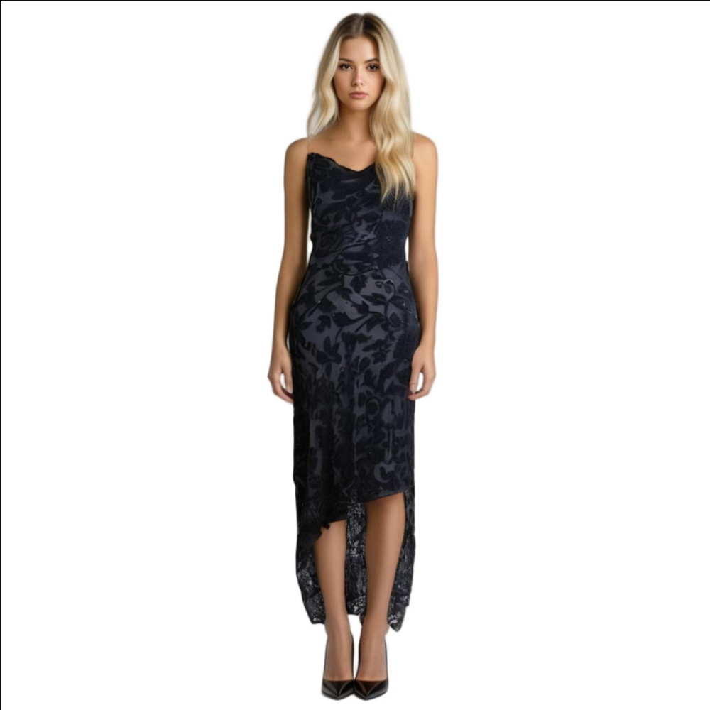 Vintage Cache burnout velvet silk blend floral slip dress gown fairy Size 4